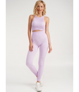 Бесшовный женский комплект в рубчик Leggings Rib + Halter Top (Orchid Bloom)